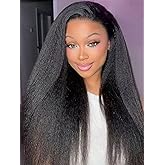 NZINZI Kinky Straight Half Wig Human Hair 3 In 1 Seamless Flip Over Half Wigs for Black Women Ready to Go Headband Wig 180% Density Drawstring Kinky Curly Half Wig Glueless Natural Black 22 Inch