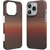 Real Aramid Fiber Case for iPhone 16 Pro Max [6.9 inch] Compatible with MagSafe,600D Aramid Weave,Thin & Light Cover with a Caseless Feel,Carbon Fiber Textures Design Kevlar Protection (Sunset)