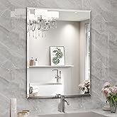 Mestikits 28"x36" Frameless Beveled Bathroom Mirrors for Vanity | Wall Mount Mirror for Bedroom Entryway Living Room Hangs Horizontally or Vertically