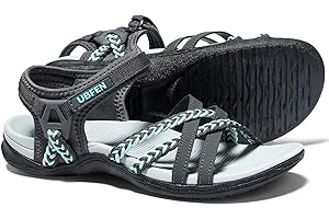 UBFEN Womens Hiking Sandals Sport Sandals Straps with Adjustable Hooks Arch Support Beach Vacation Casual Camping