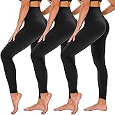 TNNZEET 3 Pack Leggings for Women - Black Tummy Control High Waisted Soft Yoga Pants for Workout Gym Running with Pockets