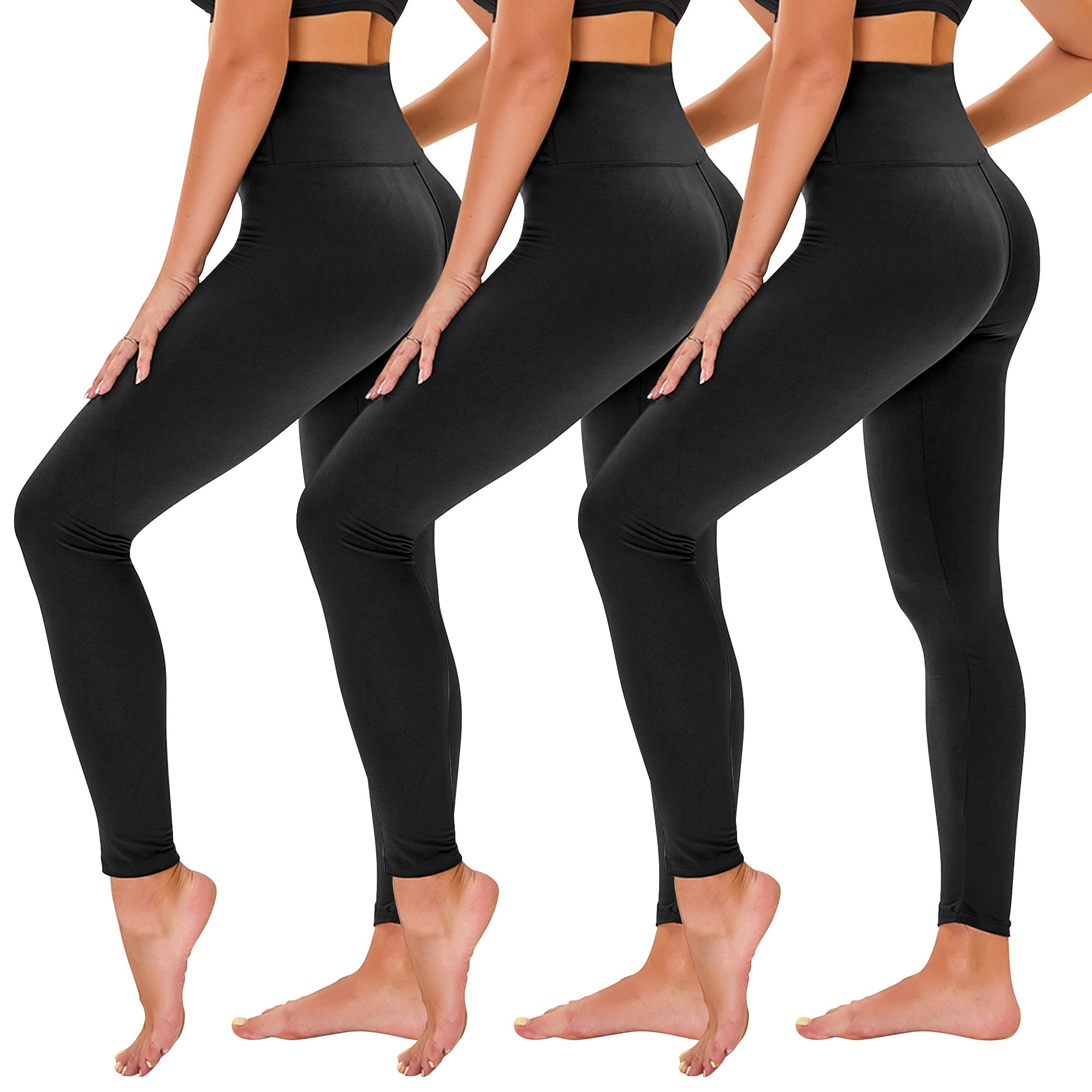 Photo 1 of TNNZEET 3 Pack Black Leggings for Women - Tummy Control High Waisted Soft Yoga Pants for Workout