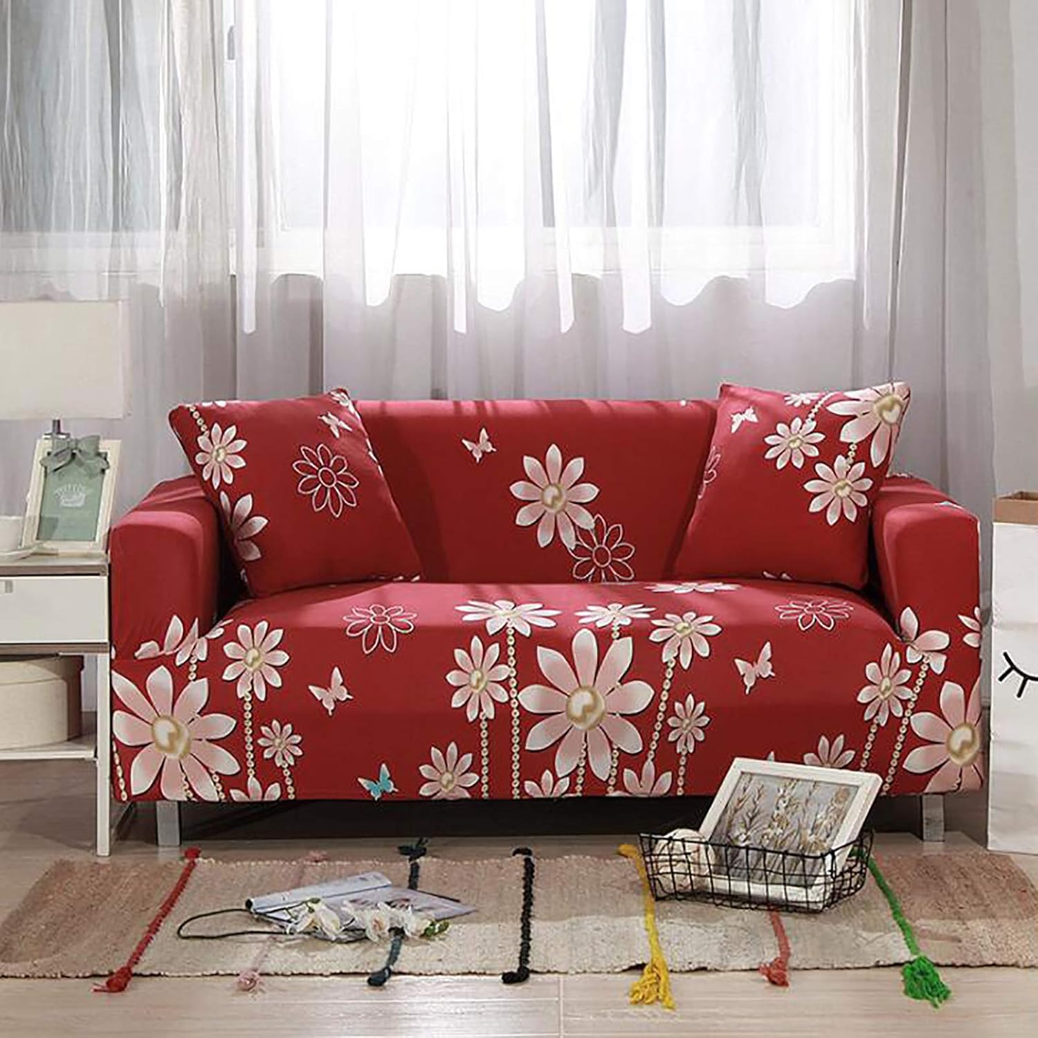 ZZFF Printed Sofa Cover,Universal Elastic FURNITURE PROTECTOR For 1 2 3 4 Seater,Stretch Anti