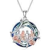TOUPOP Sisters Gifts from Sister Necklace Sterling Silver Rose Flower with Crystal Jewelry Valentines Day Birthday Gifts for Women Best Friend Friendship