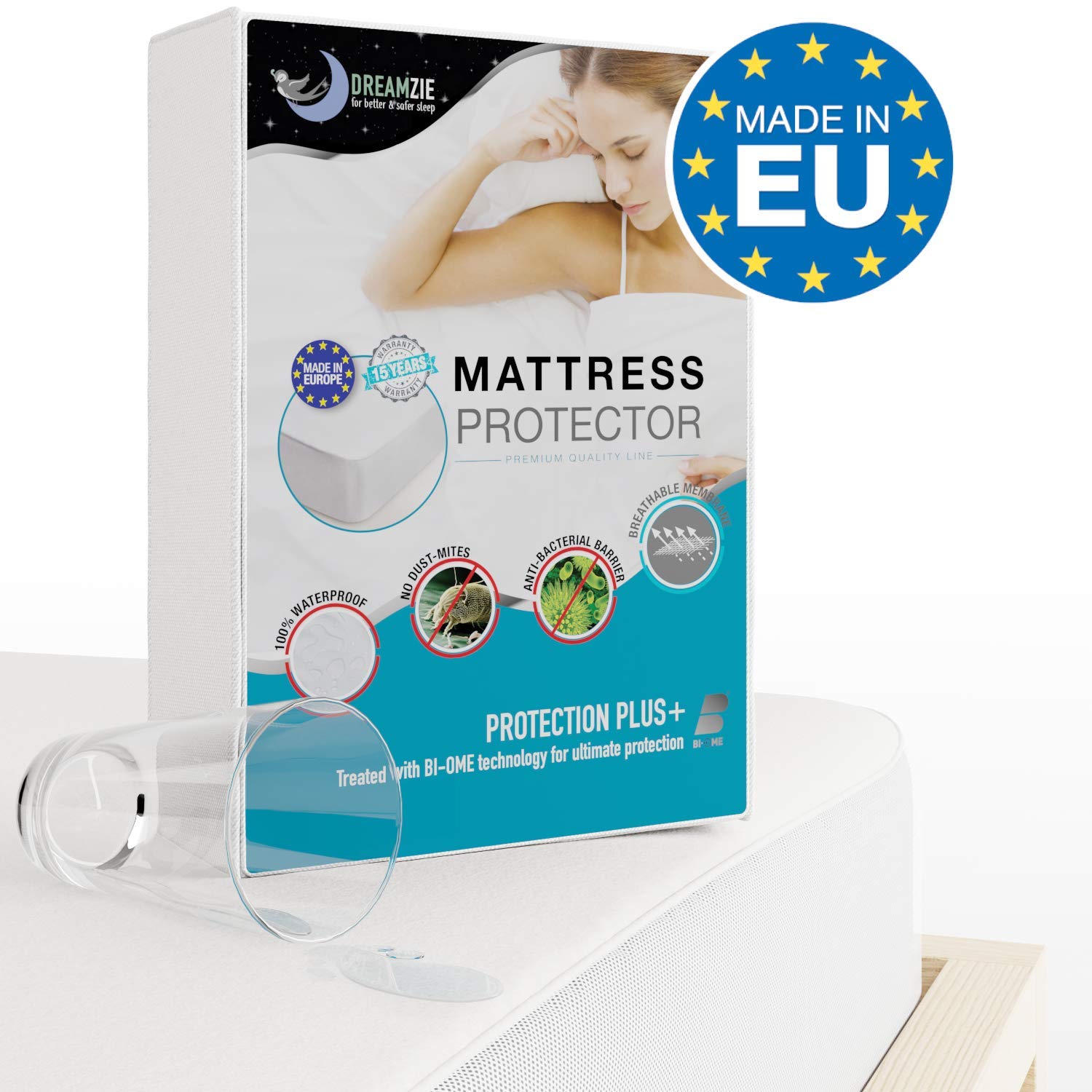 Dreamzie Protector de Colchón Impermeable 200 x 220 cm - Cubre ...