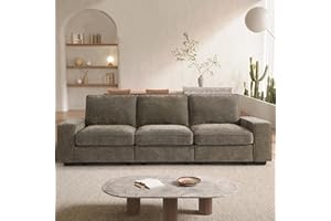 TEKAMON 100" Modular Sofa with Seats Storage, Comfy 3-Seater Chenille Fabric Couch for Living Room, Office, Apart W/Deep Seat, USB Charging, Upholstered Couch with Removable Cover(Brown)