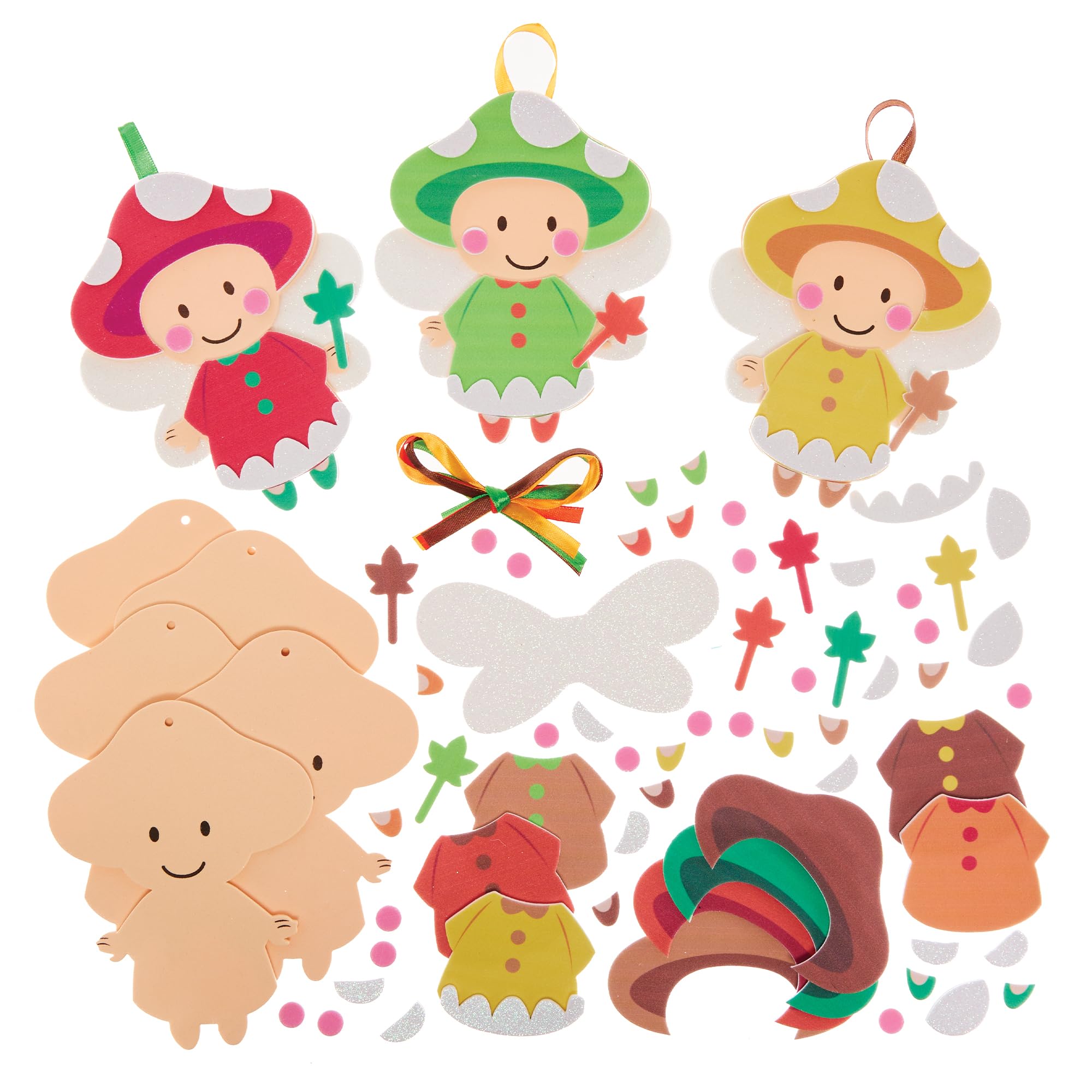 Baker Ross FX612 Toadstool Fairy Mix and Match Decoration Kits - Pack of 8, Autumn Decoration Crafts for Kids