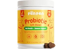 Penpen Probiotics for Dogs, Dogs Probiotics for Digestive Health, Multi-Probiotic and Enzyme Blend Promote Gut Health & Immune Support, Eases Sensitive Stomachs (Beef Chews, 180ct)
