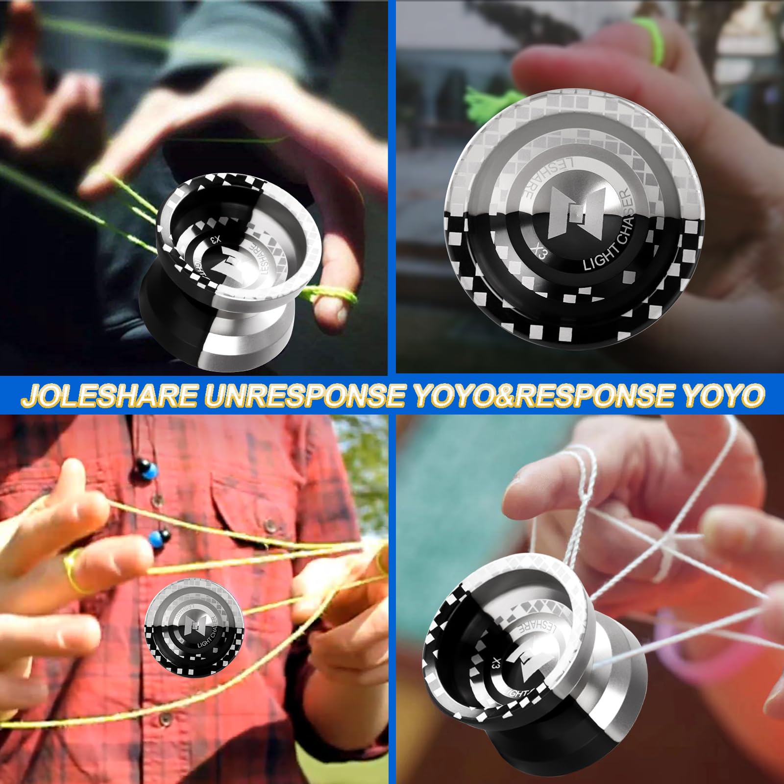 LESHARE Unresponsive Yoyo Professional [Responsive Bearing Included Auto Return] with Ball Bearing Mosaic Extraordinary Yo-Yos Ball Sleeper Yoyos, (Black Silver)