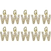 uxcell Rhinestone Letter Charm, 10pcs Crystal Zirconia Copper Alphabet W Pendants Slider Letter Charm for Wristbands Bracelets Necklace Jewelry Earring DIY Craft, Gold