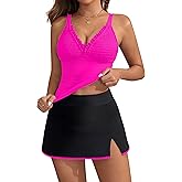 BMJL Womens Tankini Bathing Suits High Waisted Two Piece Swimsuits Tummy Control Swim Dress Skirt Vintage Swimwear