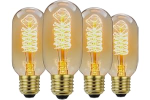 T45 25 Watt Vintage Edison Light Bulbs T14 E26 Base 120 Volts Dimmable Antique Decorative Bulb Spiral Tungsten Equivalent War