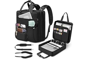 Betoores 3 Inch Zipper Binder 3 Ring, D-Ring School Binder Organizer Holds 700 Sheets, Multi-Pocket Zippered Binder Bag with Backpack Straps & Shoulder Strap, Fits 15.6-Inch Laptop