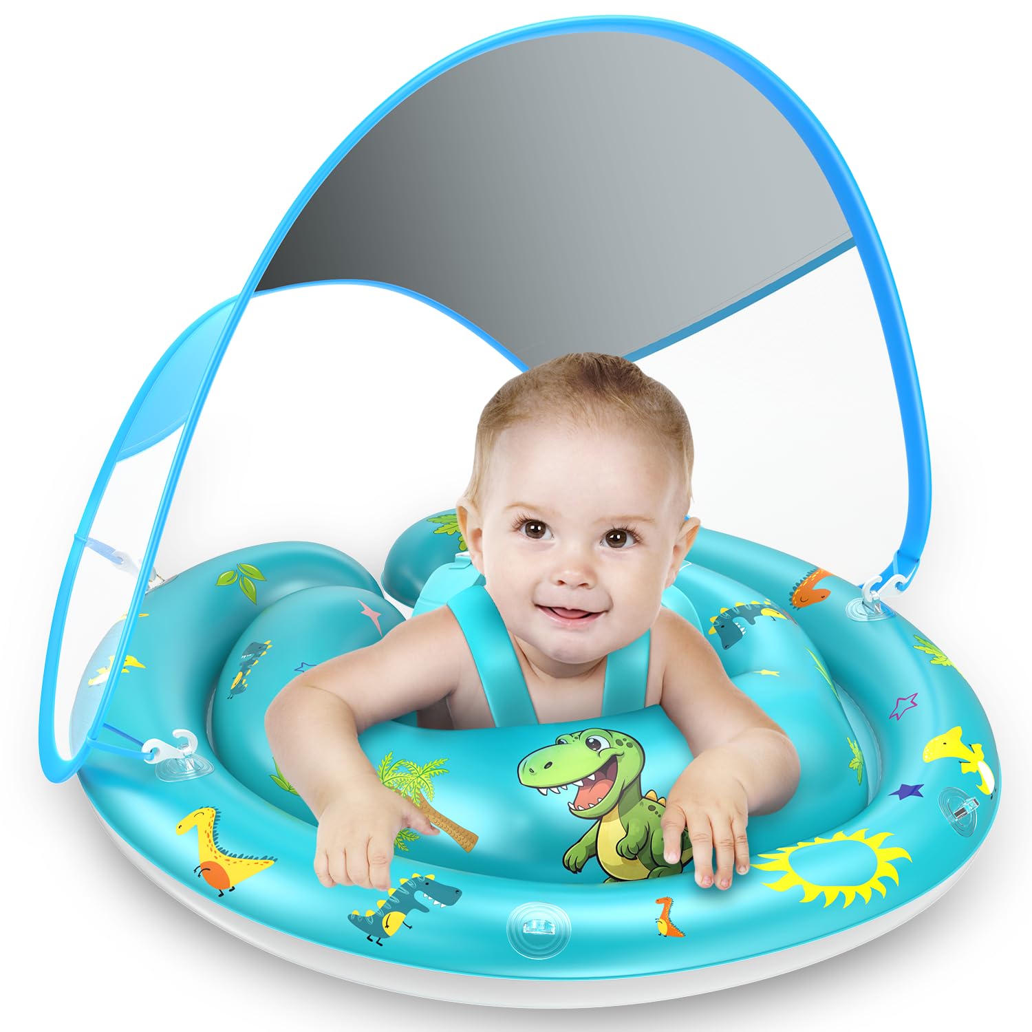 Baby Pool Float with Canopy Removable UPF50+ UV Sun Protection,Third-Generation Upgraded Baby Swimming Pool Float,Suitable for Babies Aged 6-24 Months Swimming Float