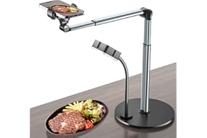 MIONONDI Overhead Phone Mount with Rechargeable Light for iPhone, Table Tripod for Content Creators, Portable Phone Camera Stand for Cooking, Video Recording, Filming, Nail Techs