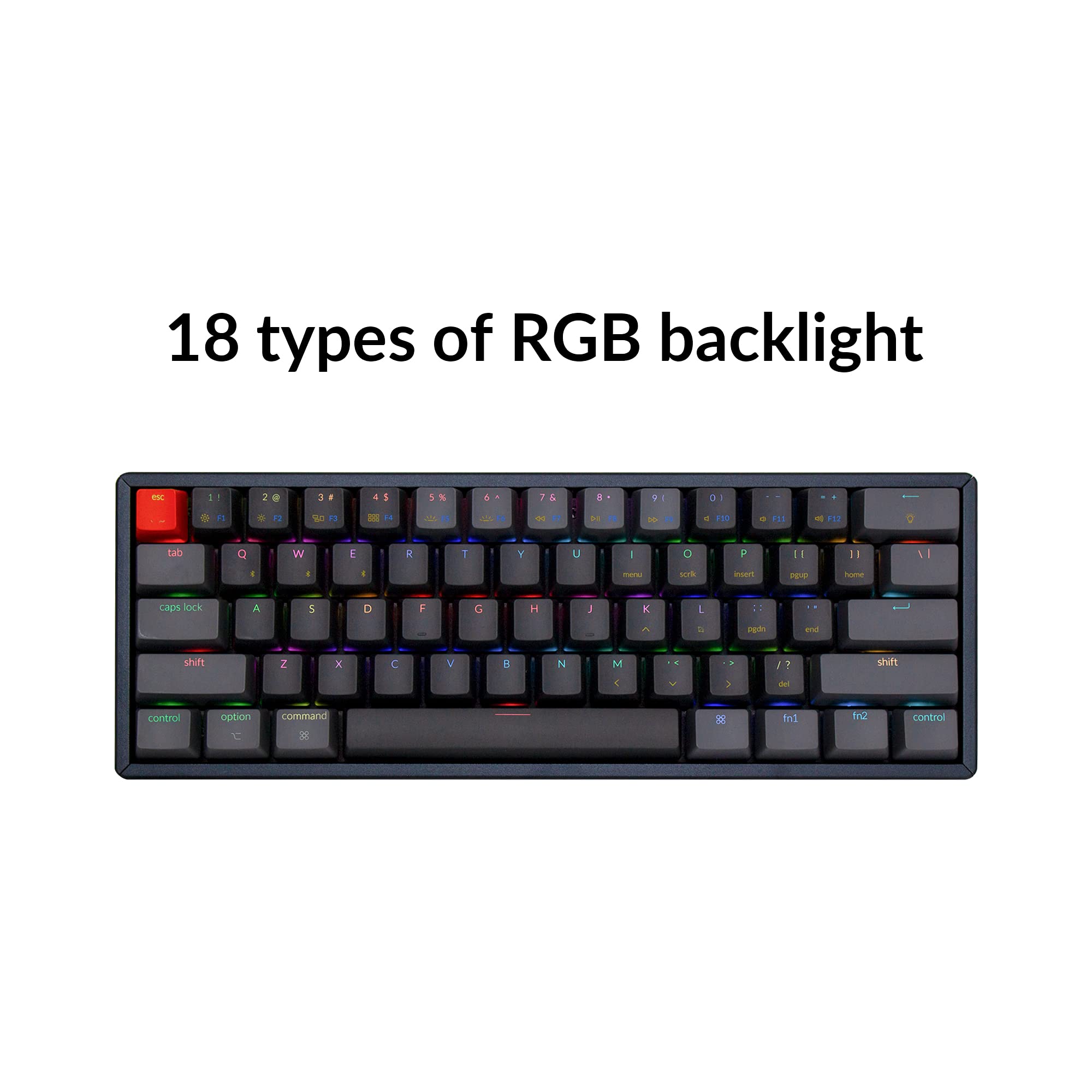 Keychron K12 60% Layout Bluetooth Wireless/USB Wired Mechanical Keyboard with Gateron G Pro Blue Switch/RGB Backlit/N-Key Rollover/Aluminum Frame, Compact 61-Key Computer Keyboard for Mac Windows…