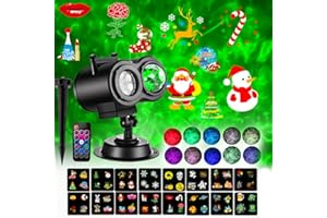 3T6B Holiday Projector Light, Halloween Christmas Projector Lights 16 HD Slides LED Waterproof Light Outdoor Indoor Light with Remote Control for Party Garden Halloween Xmas Holiday Landscape Decor