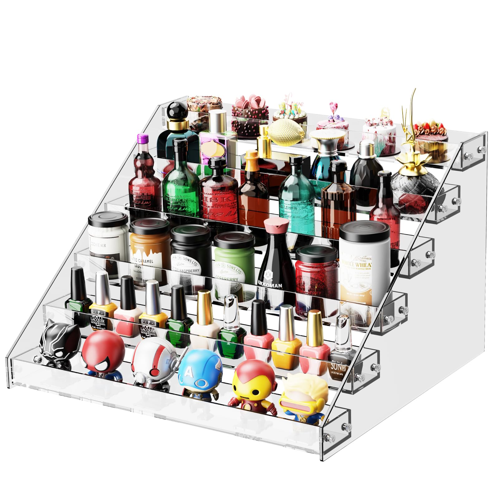Photo 1 of HUITAI Acrylic Display Shelf,Risers Display Stands,Perfume Organizer,Cupcake Stand,Tiered Display Stand,Sticker Display,Card Stands For Display,Card Display Stand,Figure Display?Spice Rack(6 Tier)