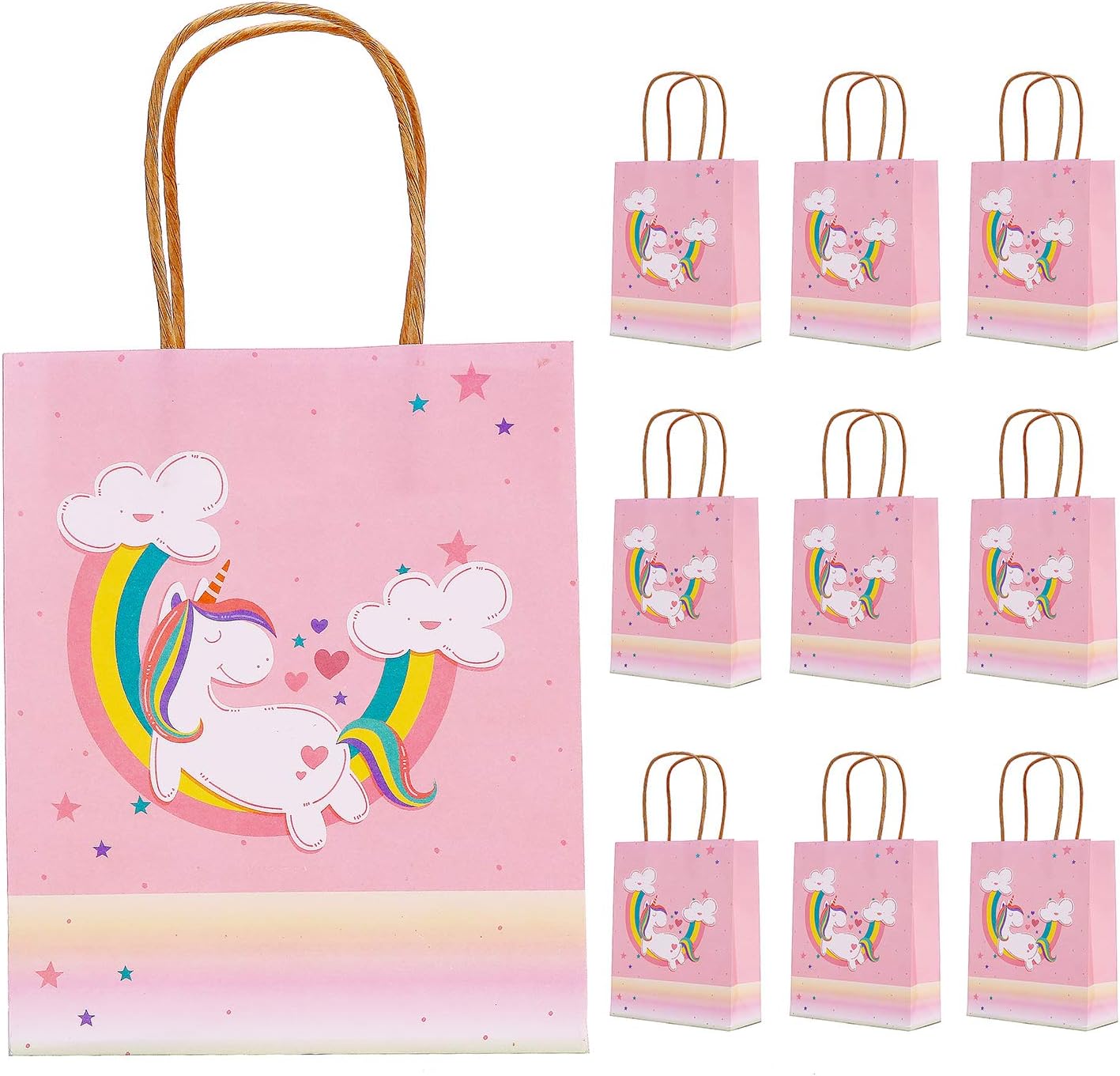 KSM UP Unicorn Gift Bags Paper Treat Bags Party Favor Bags Handles Birthday Party Supplies Pack of 10
