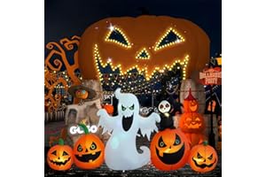 HZGDEJTG 8ft Bat Pumpkin Row Stand Halloween Inflatable Outdoor Decoration, Yard Decorations with LED Lights for Outdoor Lawn, Garden, Home Holiday Party