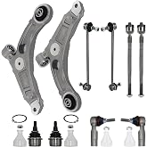 10PCS Front End Suspension Kit for Jeep Cherokee 2014-2018 (4WD Only) | 2 Lower Control Arms K643179, 4 Inner Outer Tie Rod Ends EV801068 ES801238, 2 Ball Joints K500287, 2 Sway Bar Links K750704