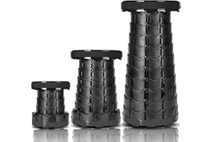 harmuhos Portable Collapsible Telescoping Stool with Load Capacity 487 lbs,Retractable Folding Stool Camping Stool for Outdoor Hiking Fishing Travel Gardening BBQ（Black