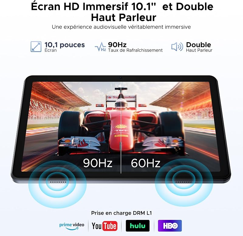 P10 Tablette Tactile 10 Pouces, 90Hz,48Go+128Go/2 to TF, Gris