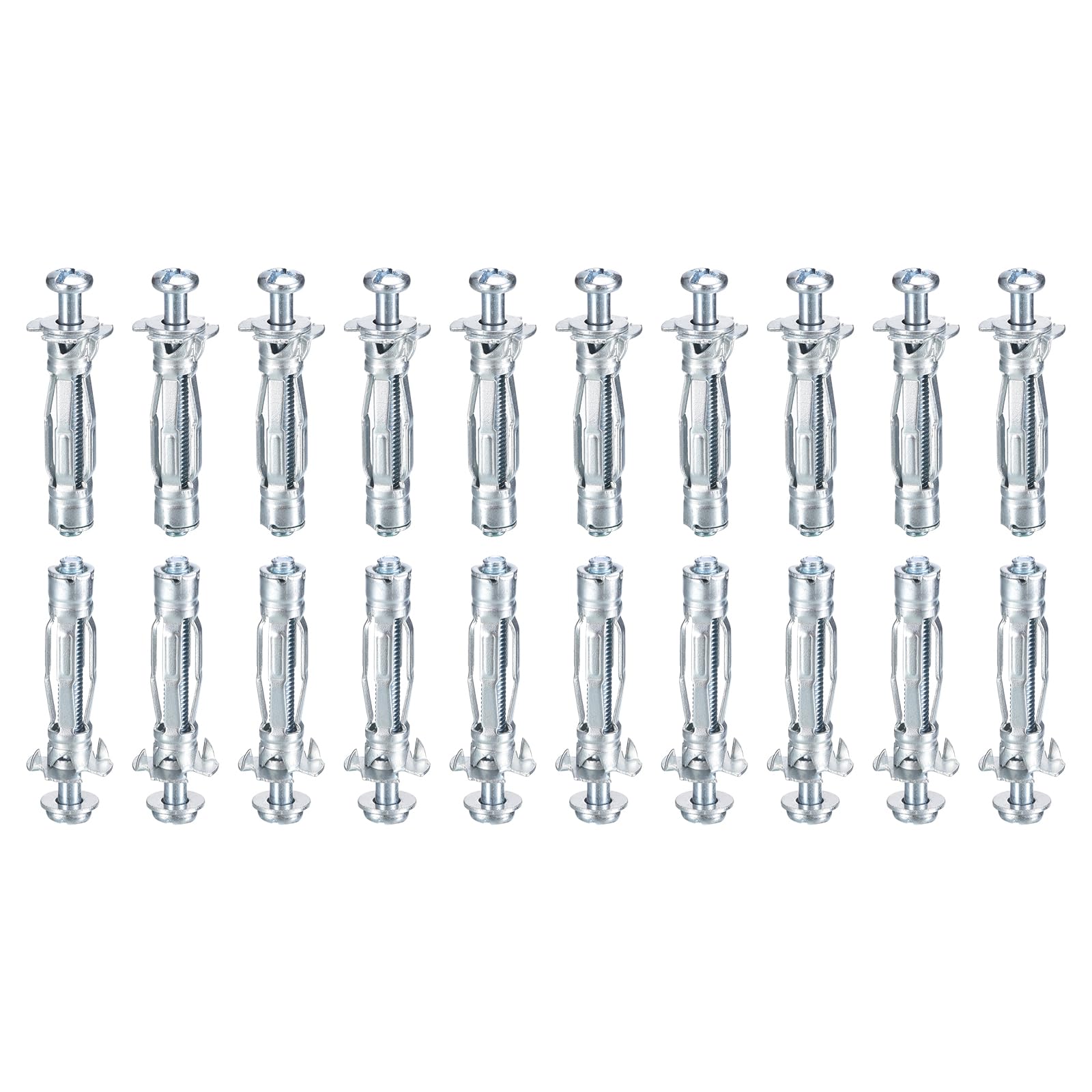 DTGN M4x32mm Hollow Wall Anchors - 35 Pack - Good for Hollow Wall Plaster Walls - Carbon Steel Hollow Drywall Anchors Screws, Silver