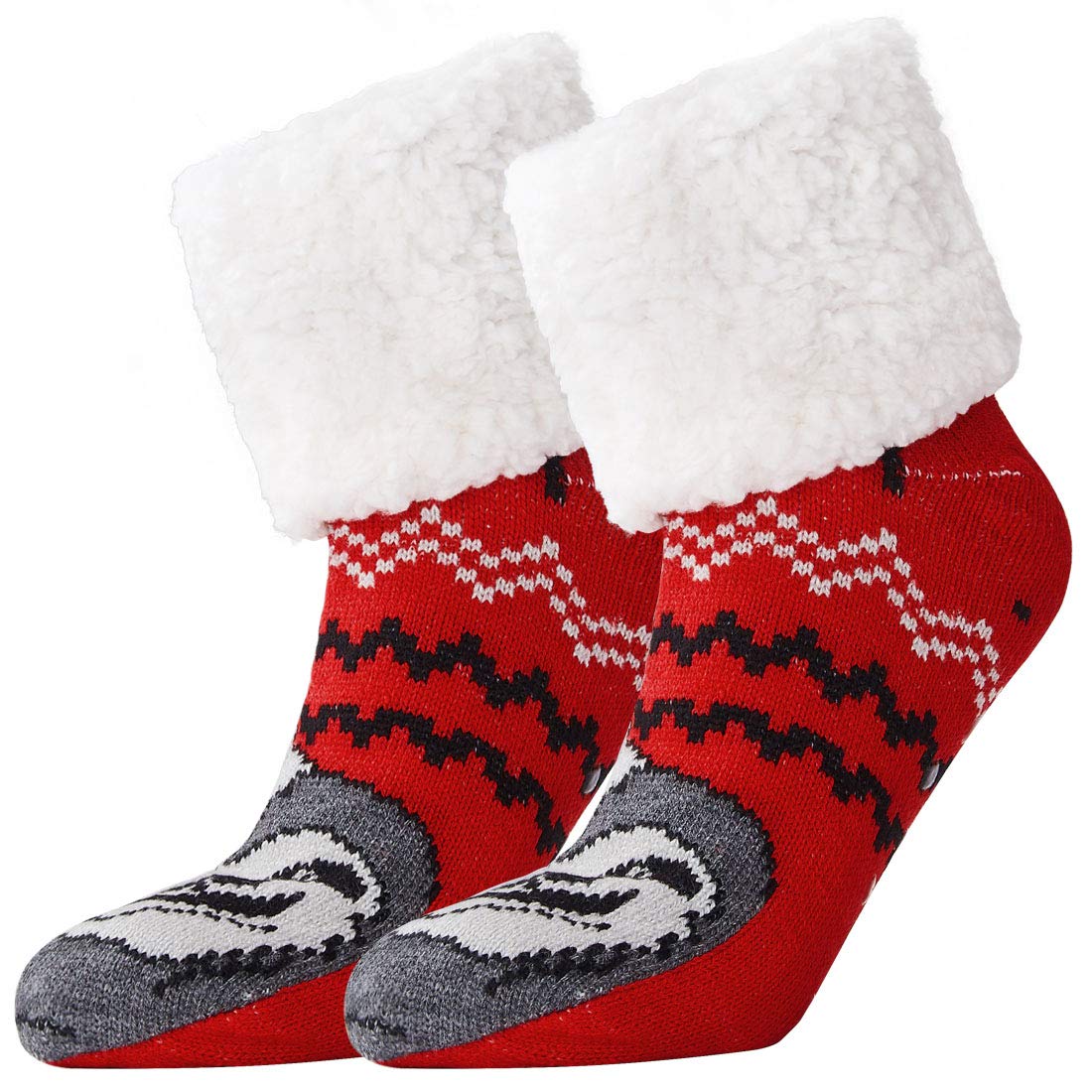 Uideazone Slipper Socks Fleece-Lined Cozy Thick Winter Knee Highs Stockings for Women Girls