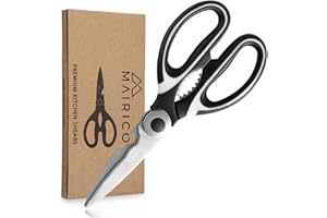MAIRICO Ultra Sharp Premium Heavy Duty Kitchen Shears- Ultimate Heavy Duty Scissors for Cutting Chicken, Poultry, Fish, Meat and Poultry Bones Black Blue