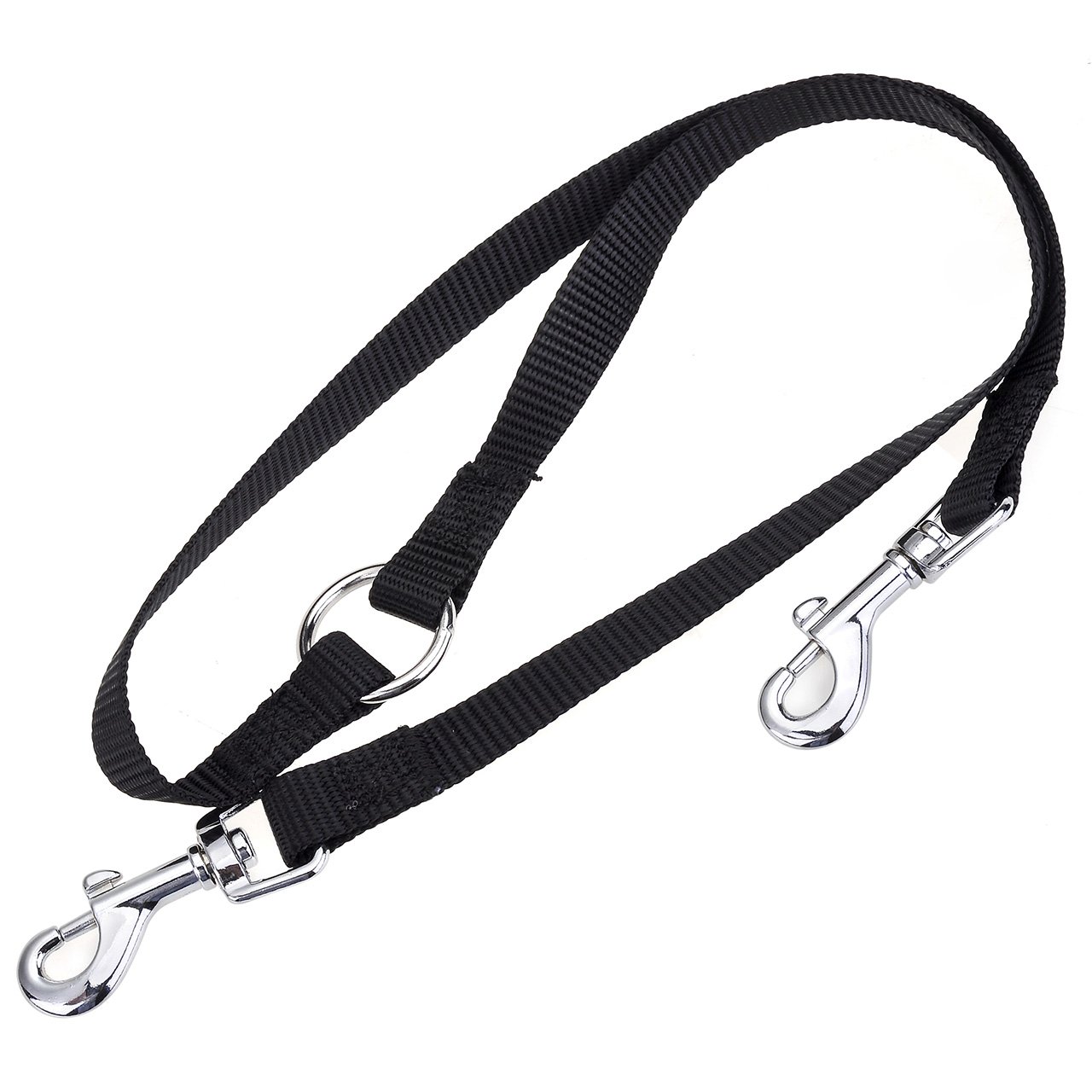 CozyCabin Dual Durable Dog Leash Strap No-Tangle for 2 Dogs Cats Small Pets for Walking Running and Training (Nylon,Black) (M)