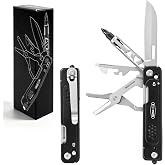 PERWIN 10-in-1 Multitool with Pocket Knife, Scissors and Screwdriver, Stainless Steel Multi Tool with Glass Breaker and Pocket Clip, Gifts for Men, Survival and Camping Gear
