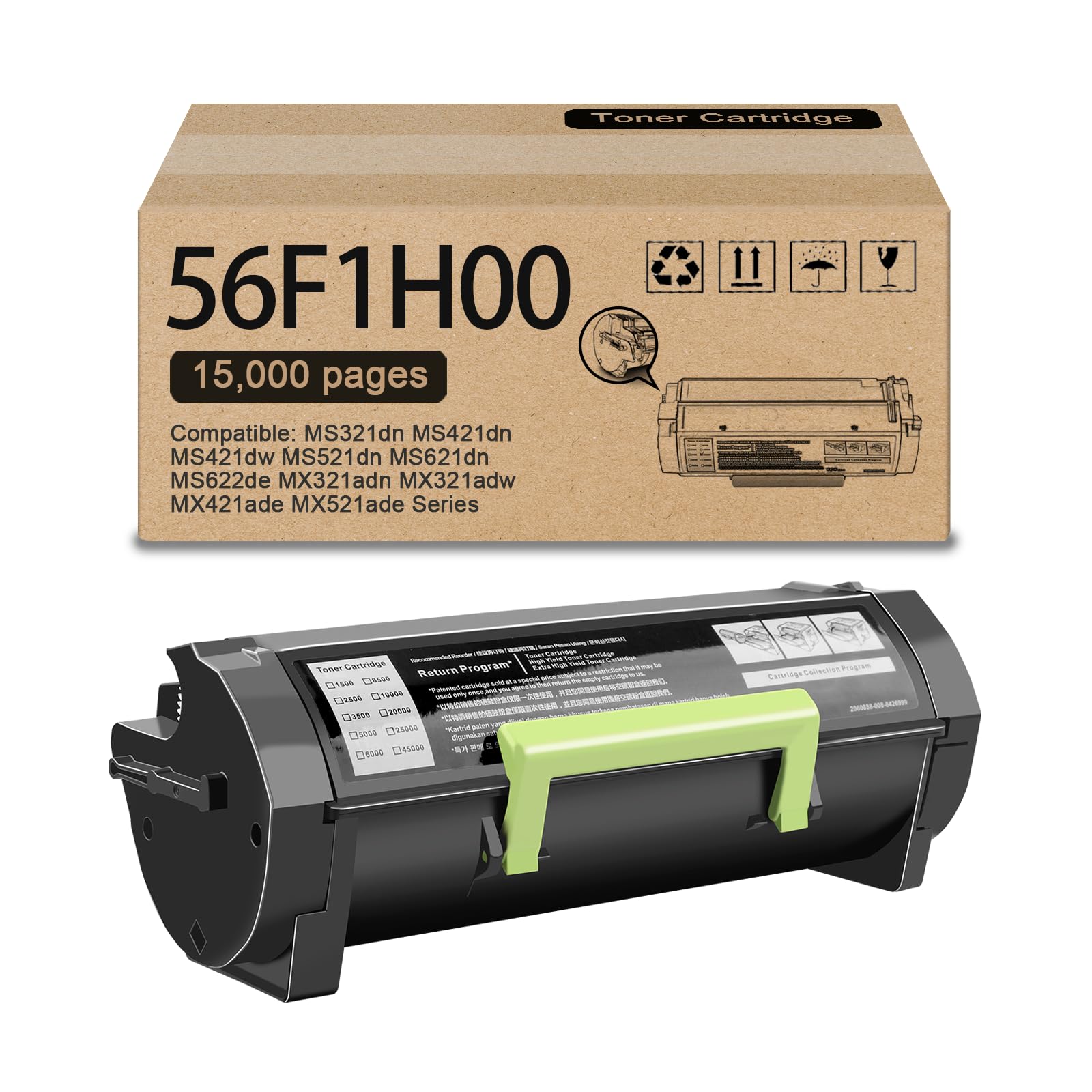 Photo 1 of 56F1H00 Toner Cartridges Black (with New Chip,High Yield) Compatible for Lexmark MS321 MS421 MS521 MS621 MS622 MX321 MX421 MX521 MX522 MX622 Series Printers