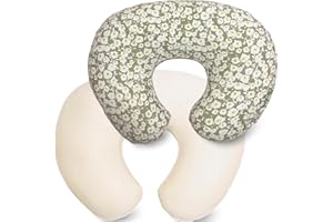 Teleamica 2 Pack Ultra Soft Nursing Pillow Covers for Baby Girl & Boy, Stretchy Boppy Compatible Cover for Breastfeeding Pillows, Easy to Use & Clean (Beige,Wild Floral)