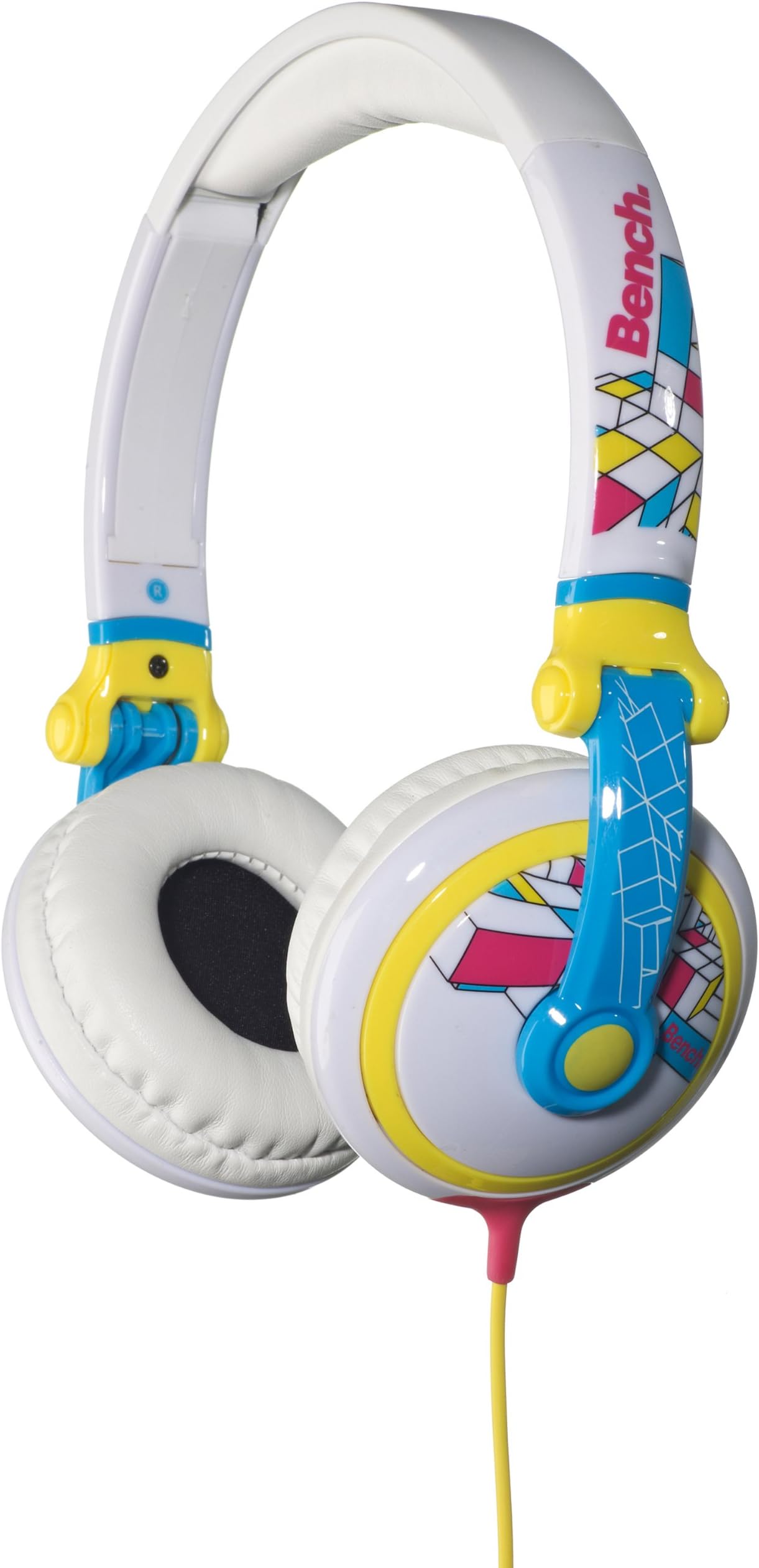 Bench Rhythm Over-Ear Headphones - White, Pink, Blue and Yellow Geo