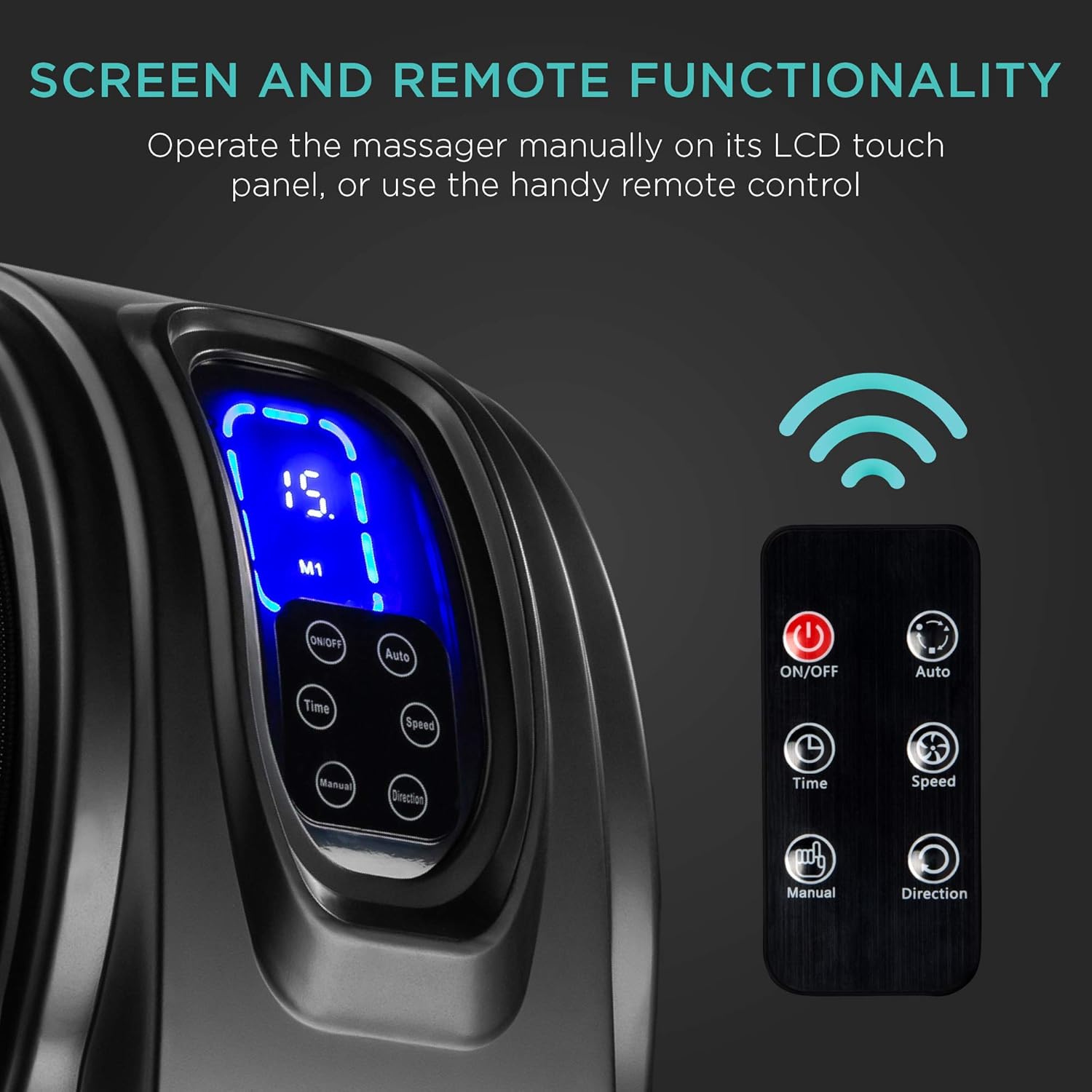 Best Choice Products Therapeutic Shiatsu Foot Massager Kneading and Rolling for Foot, Ankle, Nerve Pain w/Handle, High Intensity Rollers, Remote Control, LCD Screen, 3 Massage Modes - Black: Health & Personal Care