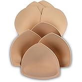 SERMICLE Bra Pad Inserts 4 Pairs, Bra Pads Sewn Padded for Sports Bra A/B or C/D,D/E Cup Beige or Black, White Optional