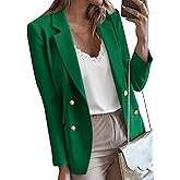 KIRUNDO Blazers for Women Business Casual 2025 Fall Long Sleeve Double Breasted Open Front Work Suit Jackets with Pockets