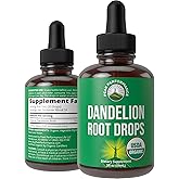 Dandelion Root Extract. USDA Organic Vegan Herbal Liquid Tincture Dandelions Supplement for Women and Men. Leaf Tonic for Immune, Liver, Gut Health. Zero Sugar, Gluten Free Supplements Not Capsules