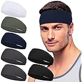 Sport Headbands for Men - 7 Pcs Sweat Absorbent Running Headband for Fitness Workout Running Rugby Baseball Yoga High Intensity Interval Training, Unisex Sweatband for Both Men and Women