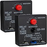 Weasch 2Pcs Delay On Make Timer, QD-068, 0.03 to 10 Min, Adjustable Delay, 19-288 VAC OR DC (2)