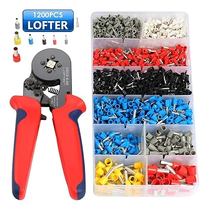 Aderendhülsen Crimpzangen Set, Vanow Crimper Zange mit 1200 PCS Aderendhülse Kabelschuhe Crimpwerkzeug 0.25-10mm² (Rot zange 
