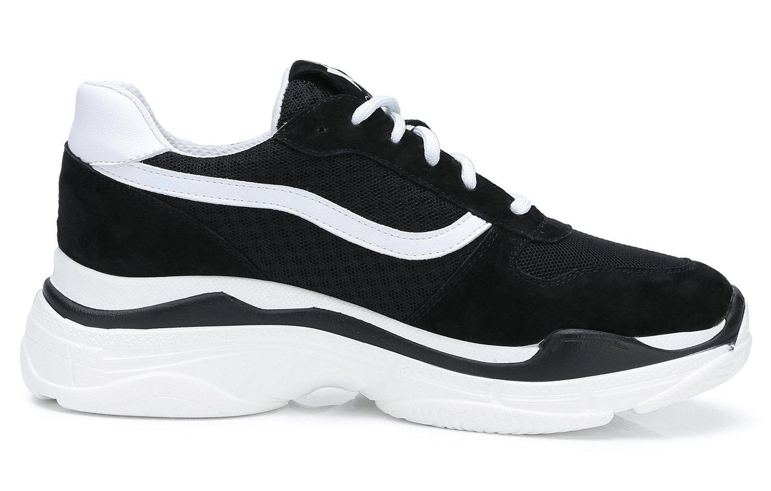 CAMEL CROWN Women\'s Casual Athletic Shoes Mesh Breathable Lace-up Walking Travel Fashion Chunky Dad Sneakers Black White Size 9