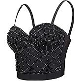VEENDEO Women's Strap Beads Bustier Corset Crop Top Club Party Bra