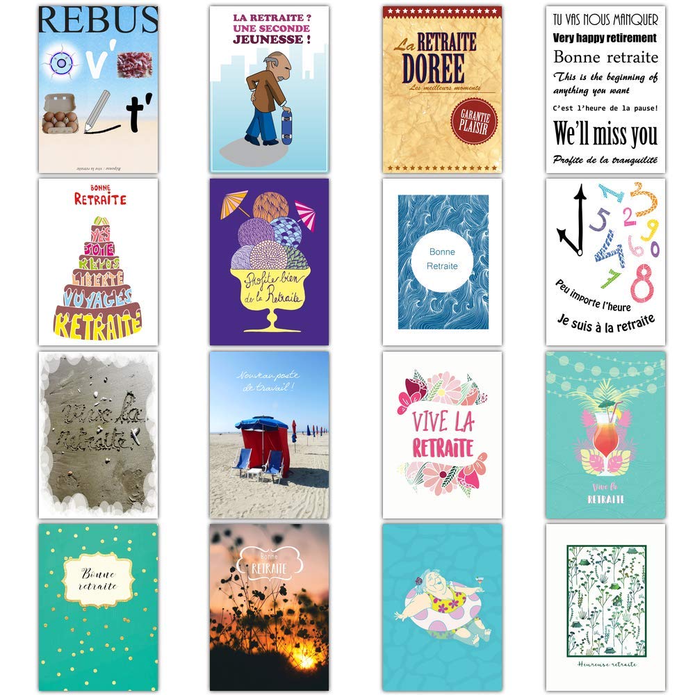 Carte Depart En Retraite Carte Postale Lot De 16 Cartes Differentes Sympathique Carte Depart En Retraite Format Carte Postale Dispo En 3 Formats Cartes Postales Fournitures De Bureau