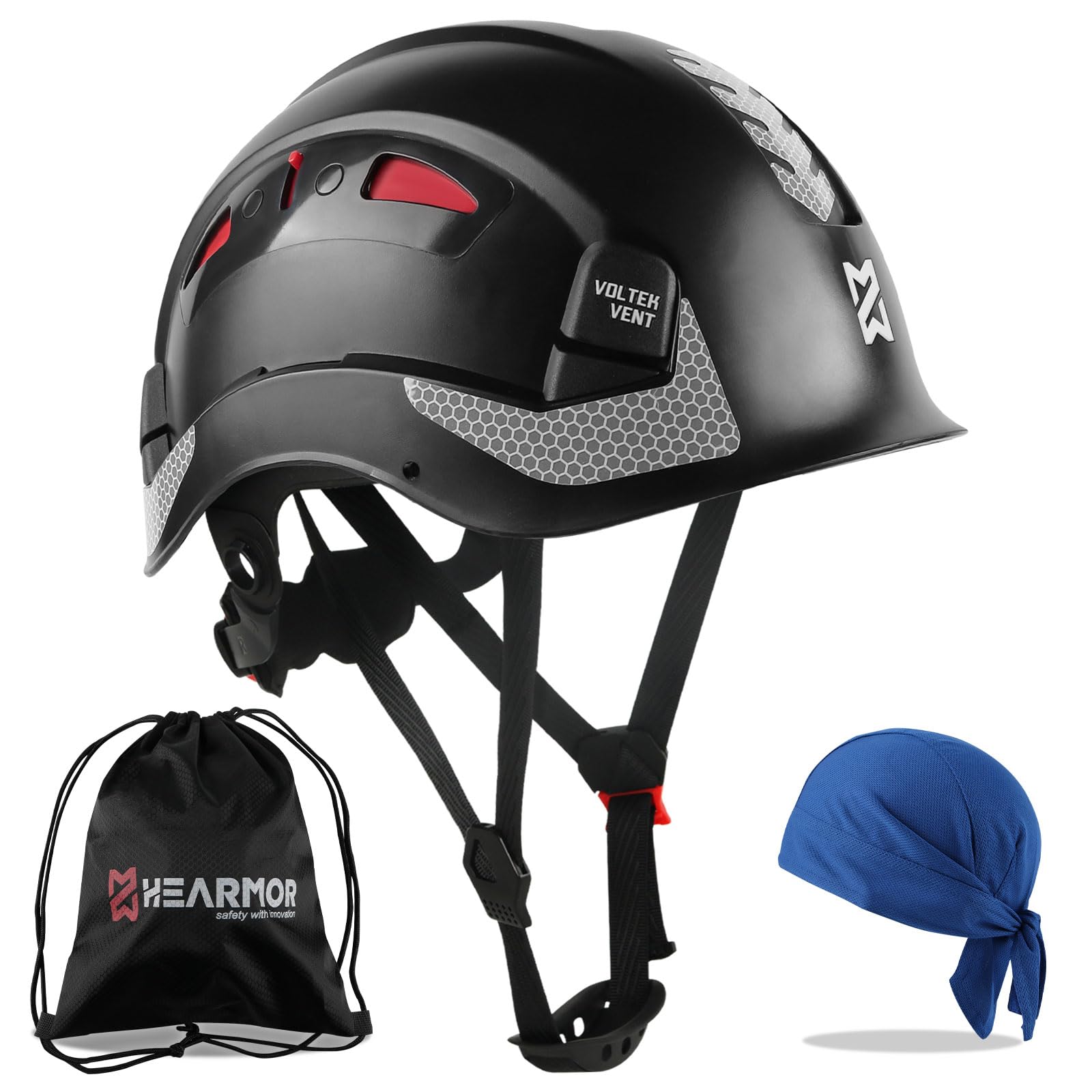 HEARMOR Safety Hard Hat ANSI Z89.1 & EN397 Certified, Adjustable ABS Construction Helmet with 6-Point Ratchet Suspension, Breathable Cooling Liner & Carry Bag - Lightweight Durable Head Protection