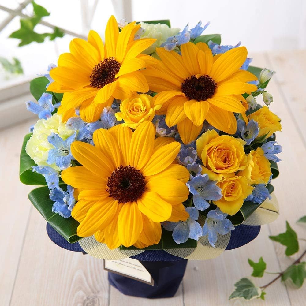 Amazon 父の日 花瓶要らずのスタンディングブーケ Dear Daddy 21 花 生花 ギフト プレゼント ヒマワリ 花束 オンライン通販