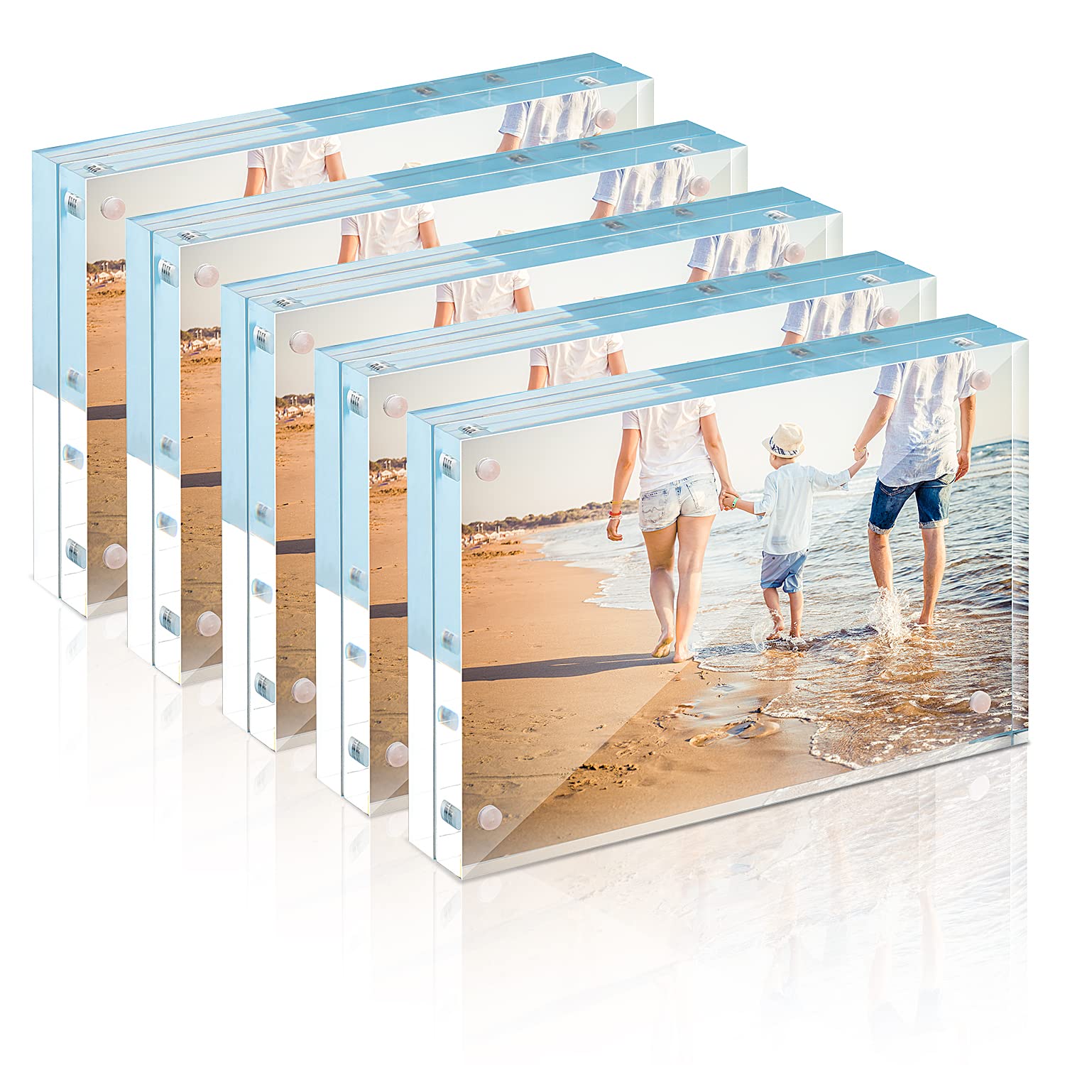 TWING Acrylic Picture Frame 8x10, 5 Pack Premium 8x10 Magnetic Picture Frame 20% Thicker Clear Picture Frame, 8 by 10 Picture Frames Magnetic Photo Frame Self Standing Double Sided Frame Gift Ideal