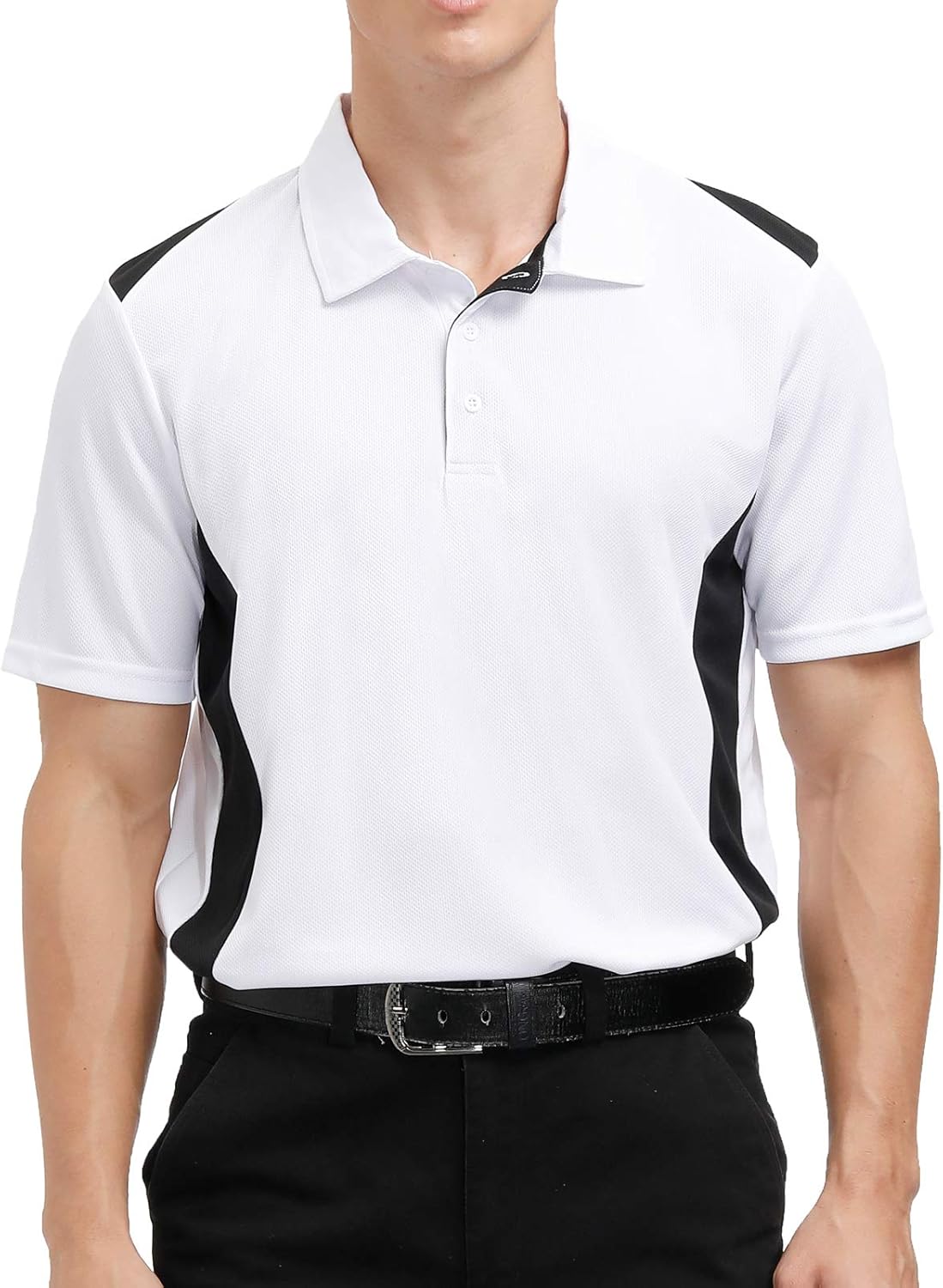 Sports Polo Shirts for Men Big and Tall Short Sleeve Side Blocked Performance Golf Polo: Clothing