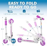 BELEEV Kids Scooter 2 Wheels Folding Light Up Purple Adjustable 3 Heights view 4